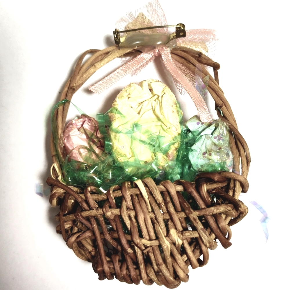 FREE OR $5 Easter basket brooch pin teacher handmade present jewelry - Picture 2 of 2
